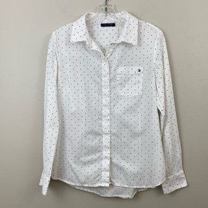 Tommy Hilfiger White Navy Polka Dot Button Down Shirt
